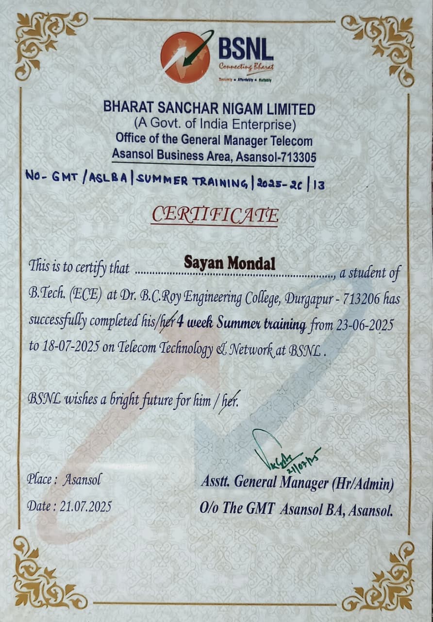 BSNL Work Experience 1